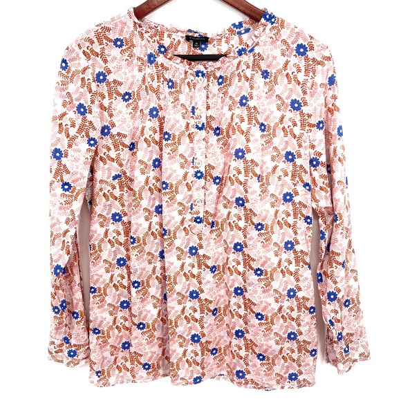 Talbots Tops - Talbots Size M Medium Floral Pink Long Sleeve Blouse Shirt Top Summer Fall Cozy